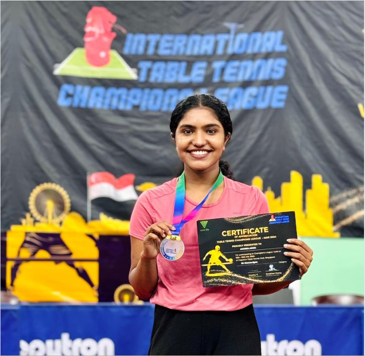 Anamika Johns has won the Vave life international Table Tennis Leagueheld at Singapore