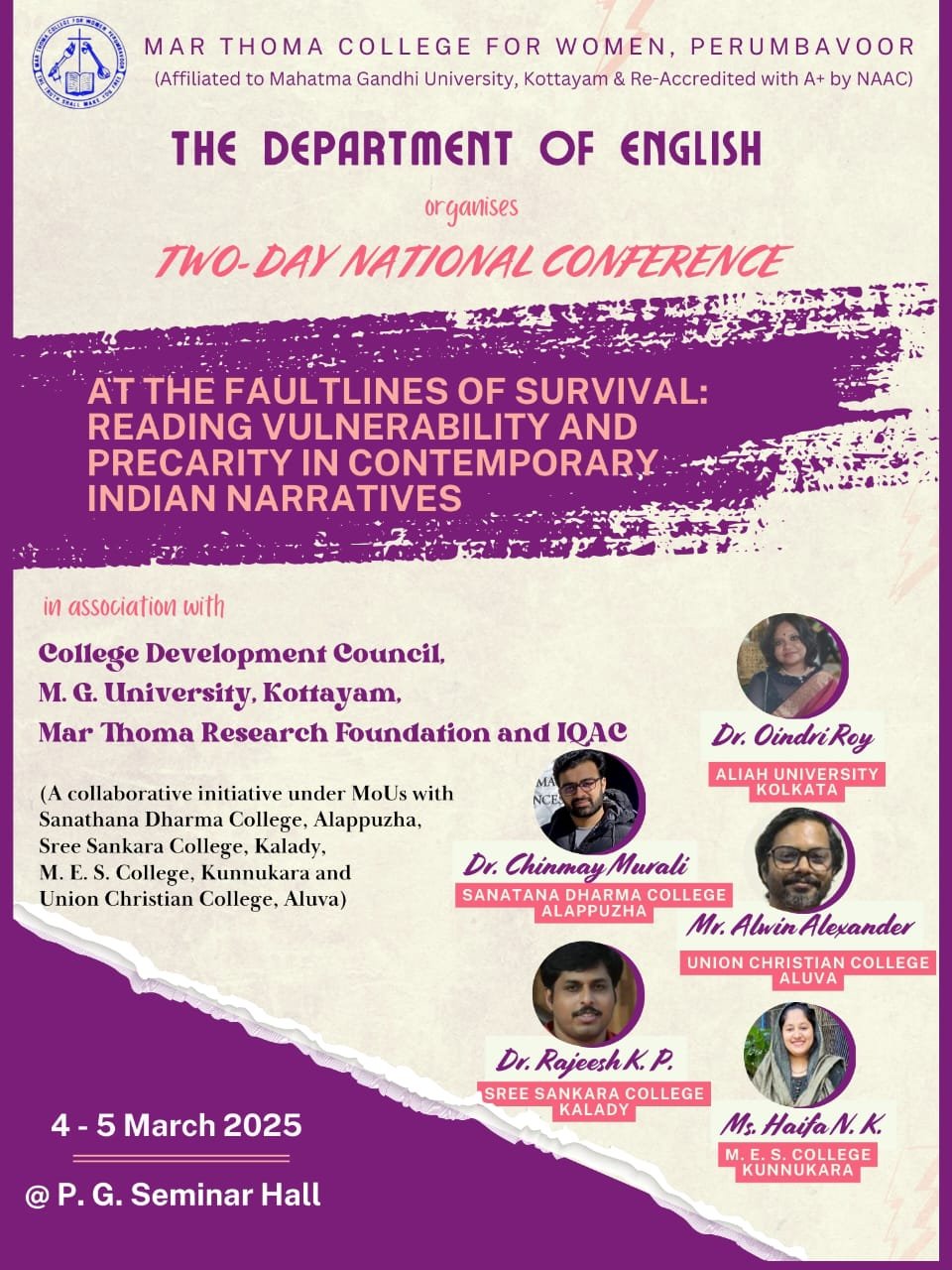 Two Day National Conference- At the Faultlines of Survival: Reading Vulnerablility and percarity in Contemporary Indian Narrarives